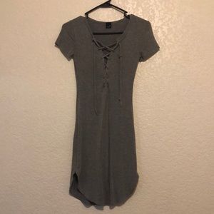 Gray V-Neck Top